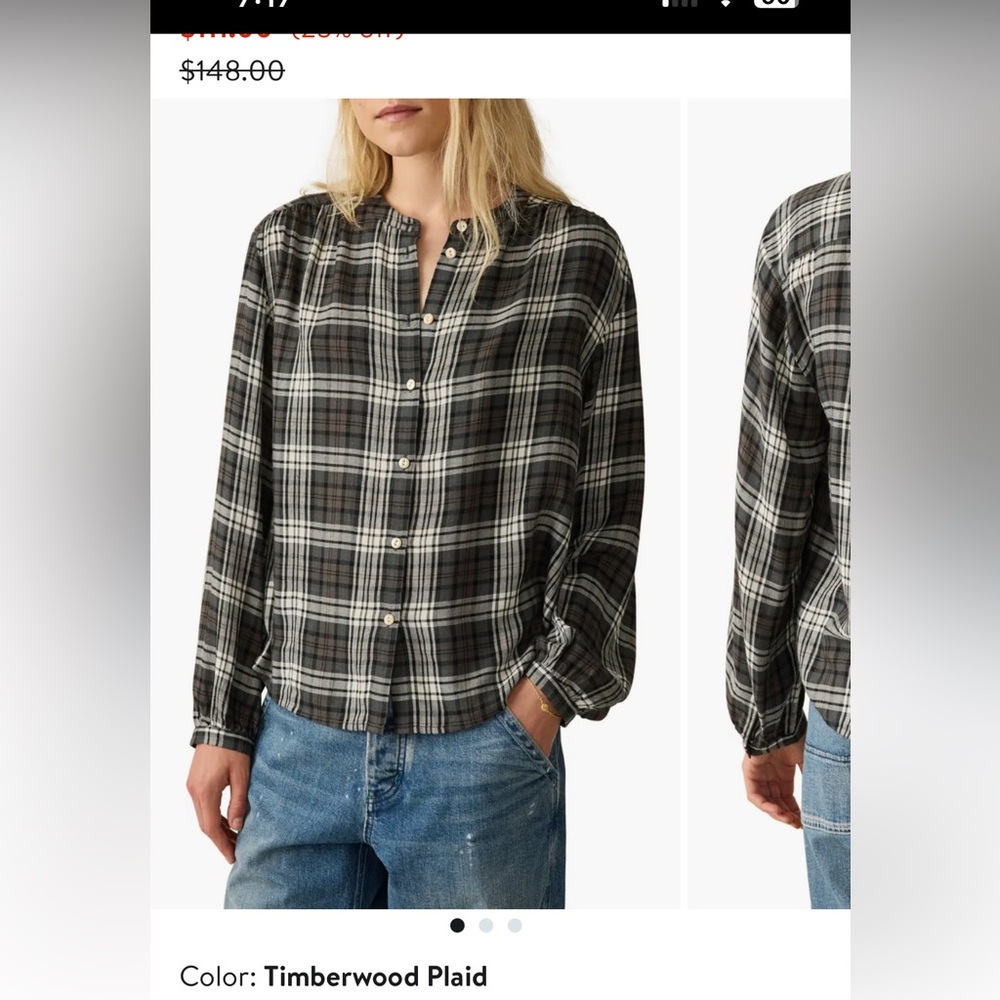 Faherty drift plaid button up shirt timberwood plaid small new